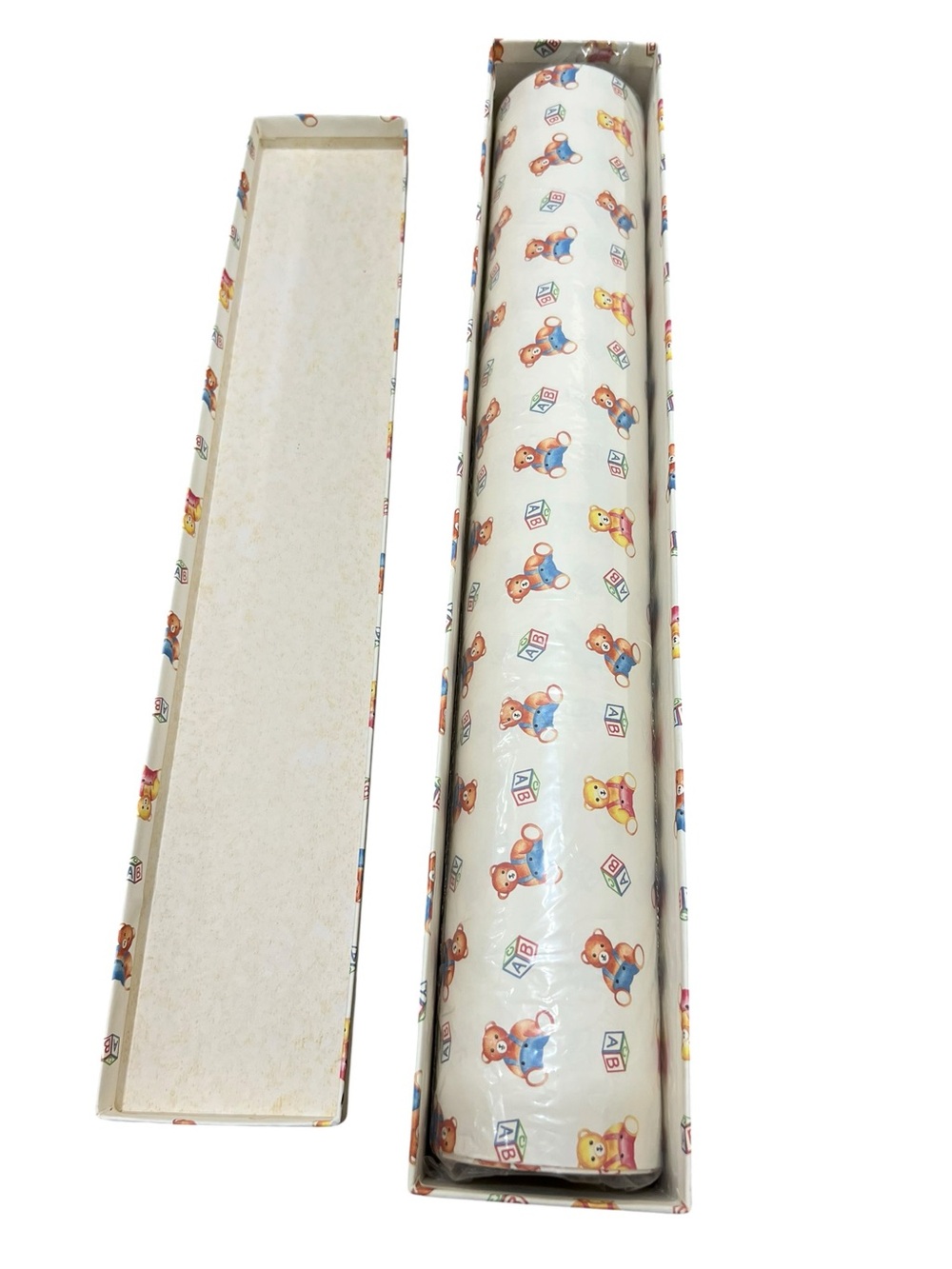Vintage 1 Box Teddy Bear and Alphabet Print Paper Liner (6 rolls) Nursery Kids